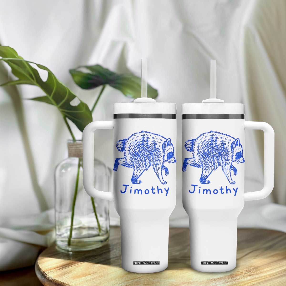 Jimothy Viral Raccoon Tumbler With Handle Funny Trash Panda Wildlife TS10 Print Your Wear