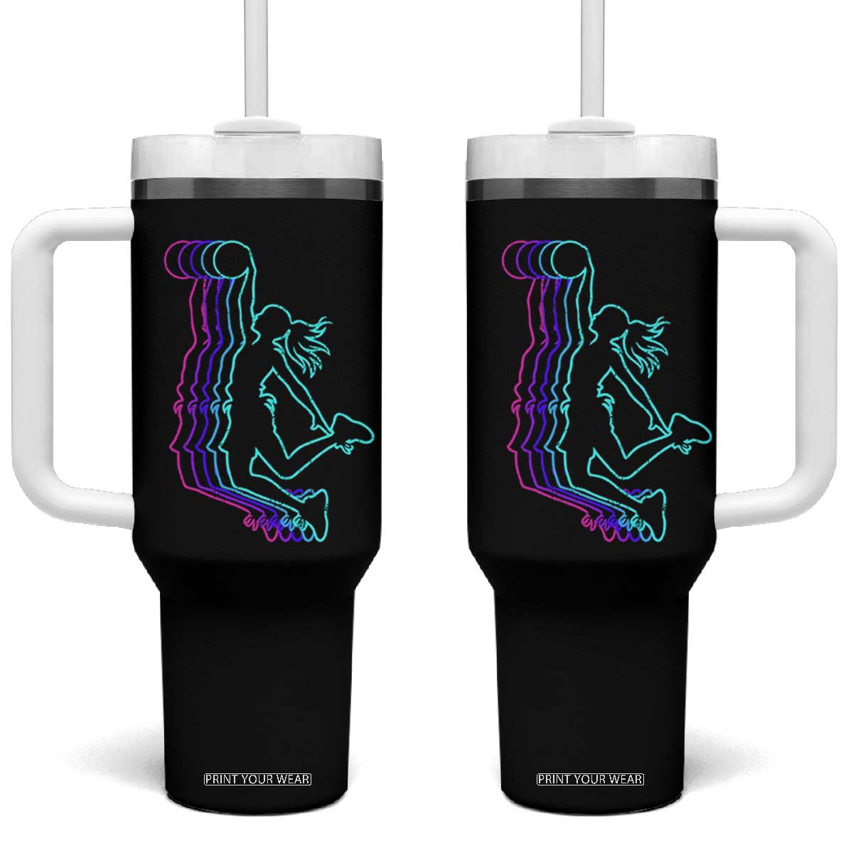 Basketball Girl Tumbler With Handle Player Slam Dunk Teens Girls TS10 One Size: 40 oz Black Print Your Wear