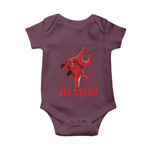 Brazilian Jiu Jitsu Baby Onesie BJJ Distressed TS10 Maroon Print Your Wear