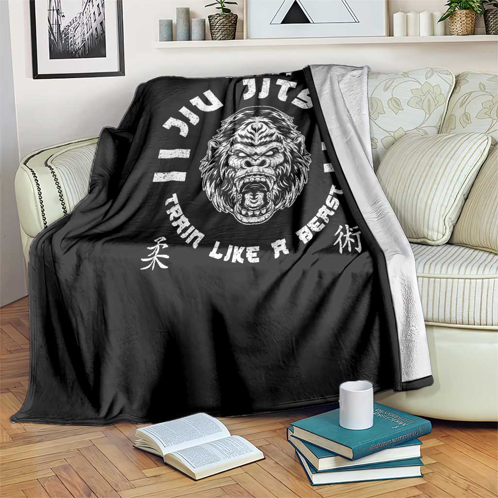 Brazilian Jiu Jitsu Throw Blanket Train Like A Beast Vintage BJJ Grappling Gorilla TS10 Print Your Wear
