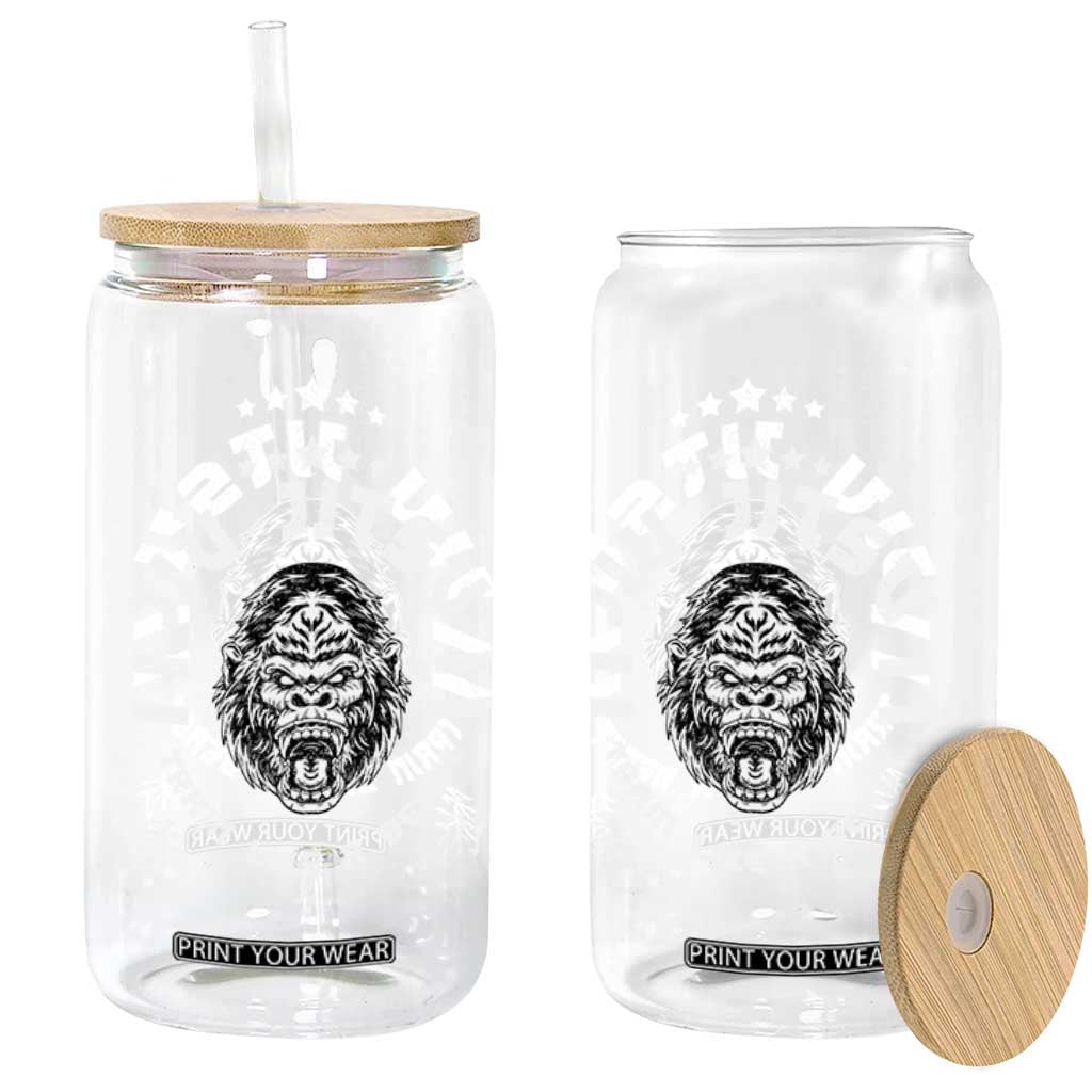 Brazilian Jiu Jitsu Glass Can Train Like A Beast Vintage BJJ Grappling Gorilla TS10 Print Your Wear