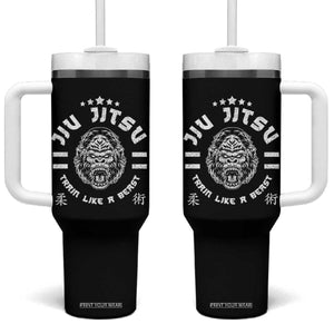 Brazilian Jiu Jitsu Tumbler With Handle Train Like A Beast Vintage BJJ Grappling Gorilla TS10 One Size: 40 oz Black Print Your Wear
