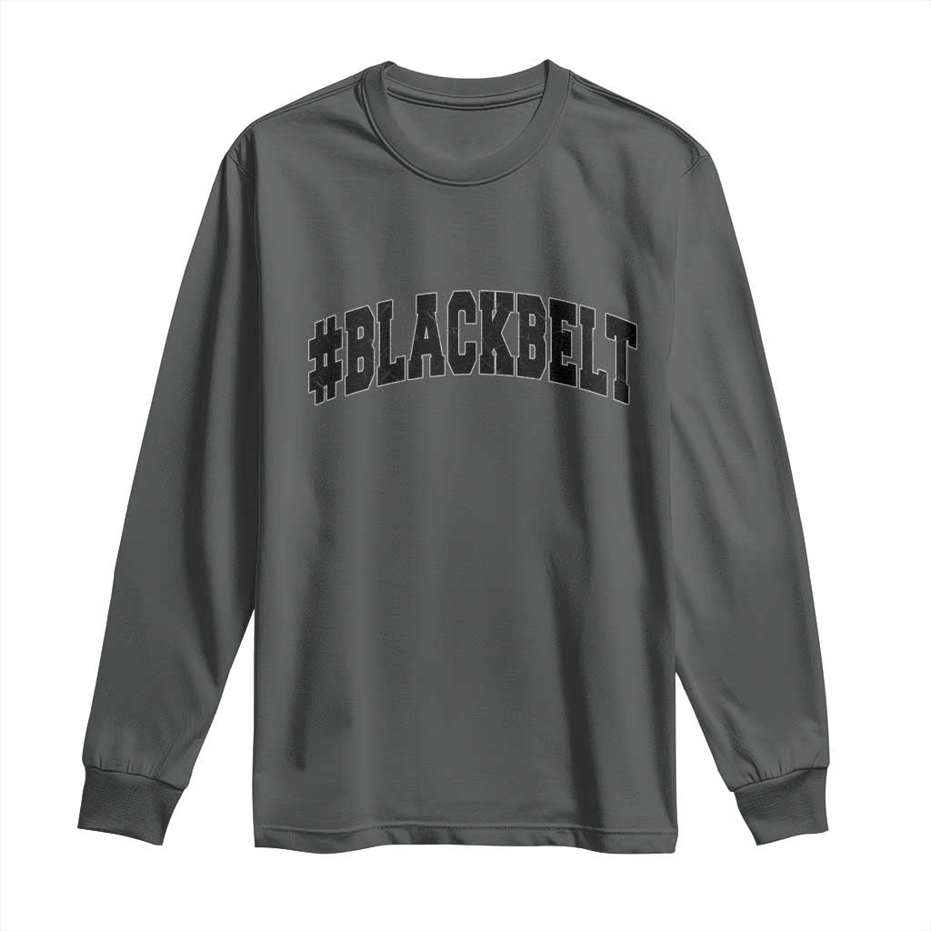 Martial Arts Karate Black Belt Long Sleeve Shirt Retro Varsity Vintage TS10 Dark Heather Print Your Wear