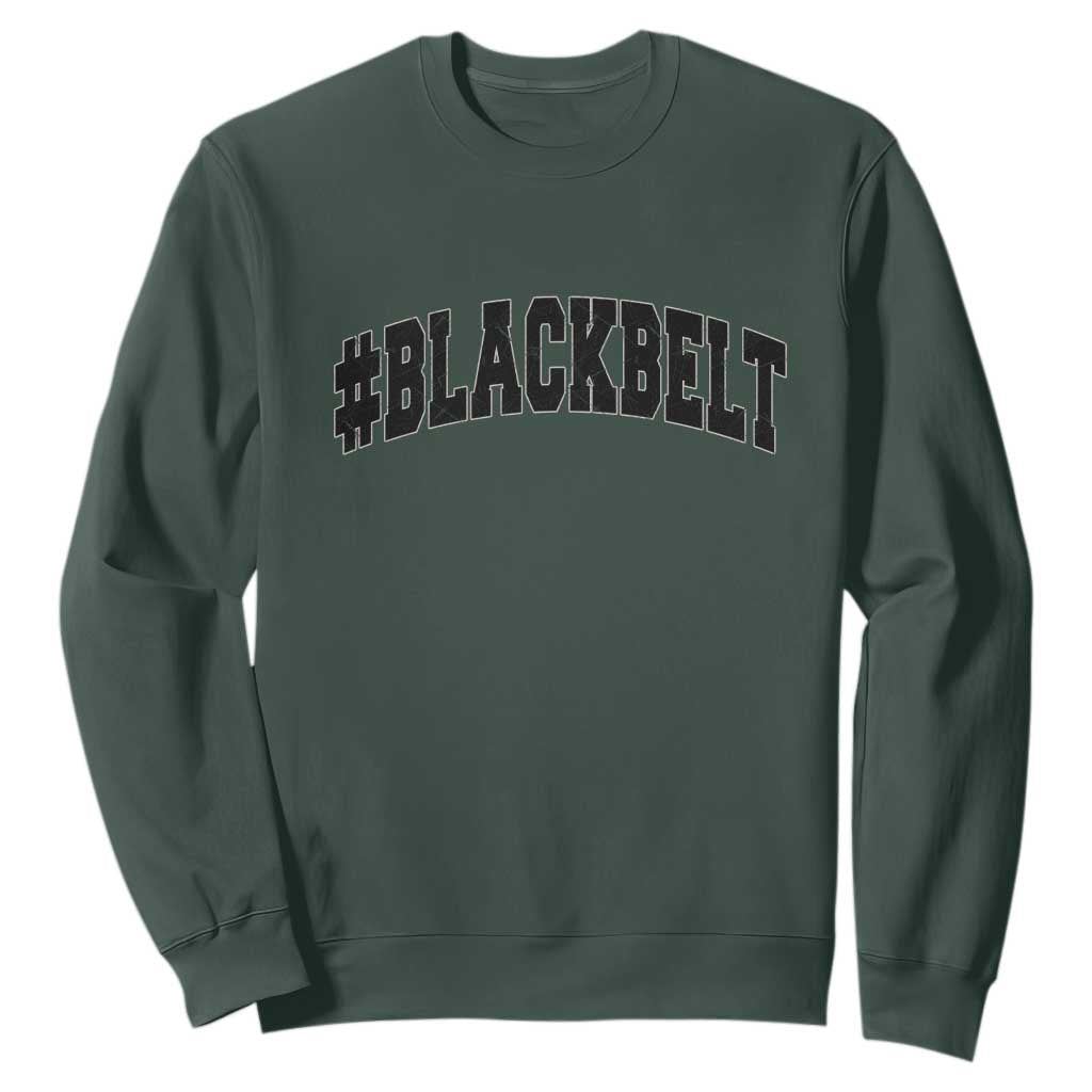 Martial Arts Karate Black Belt Sweatshirt Retro Varsity Vintage TS10 Dark Forest Green Print Your Wear