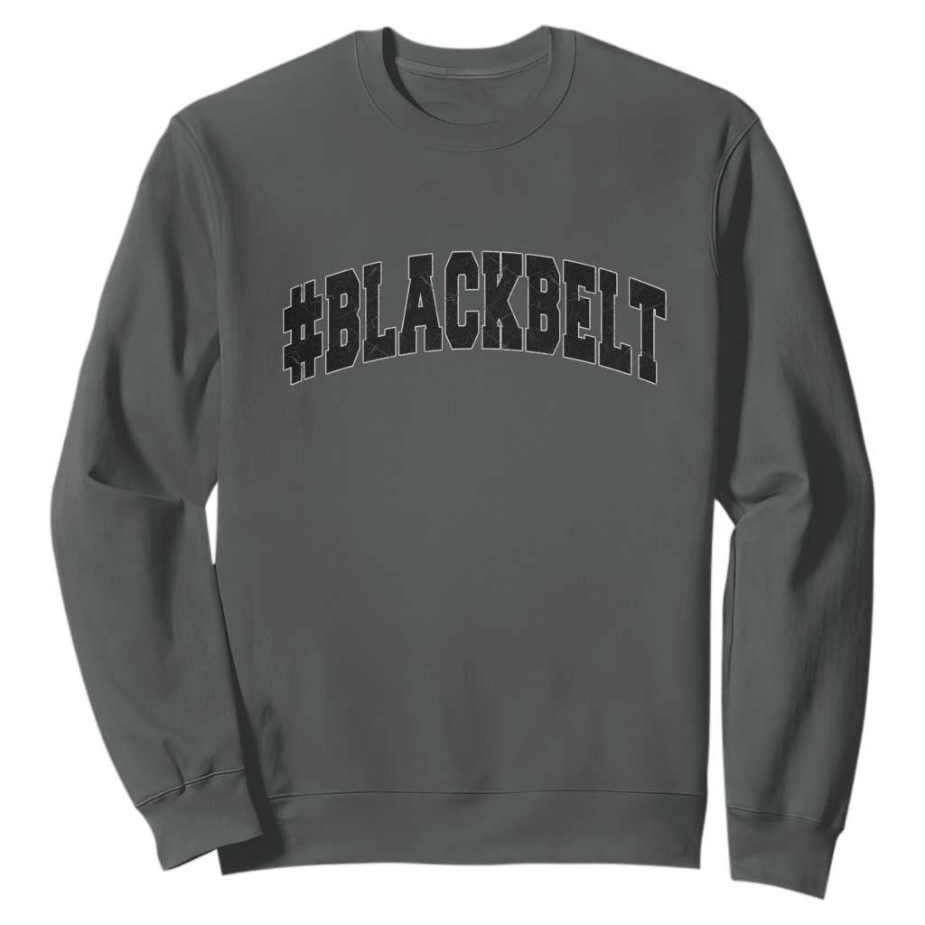 Martial Arts Karate Black Belt Sweatshirt Retro Varsity Vintage TS10 Dark Heather Print Your Wear