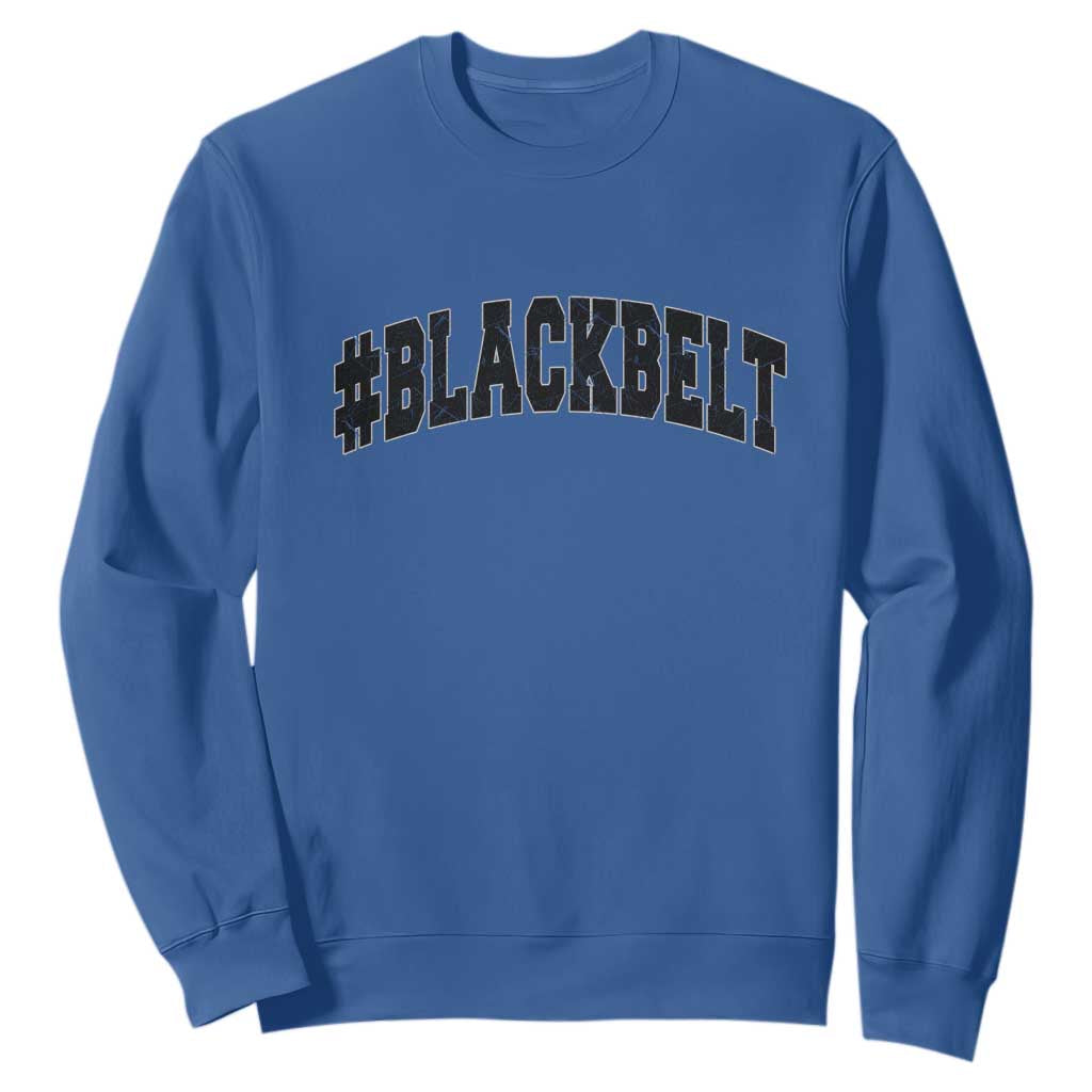 Martial Arts Karate Black Belt Sweatshirt Retro Varsity Vintage TS10 Royal Blue Print Your Wear