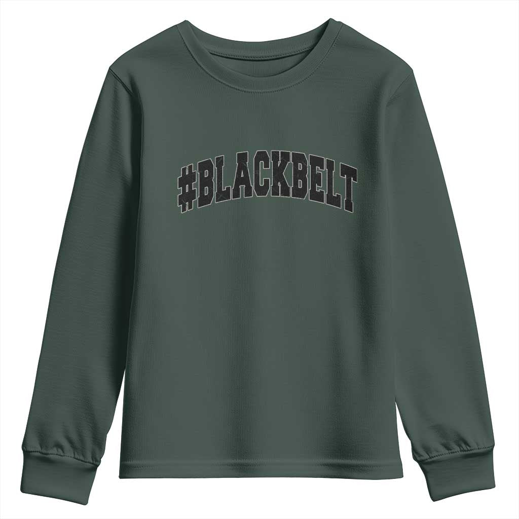 Martial Arts Karate Black Belt Youth Sweatshirt Retro Varsity Vintage TS10 Dark Forest Green Print Your Wear