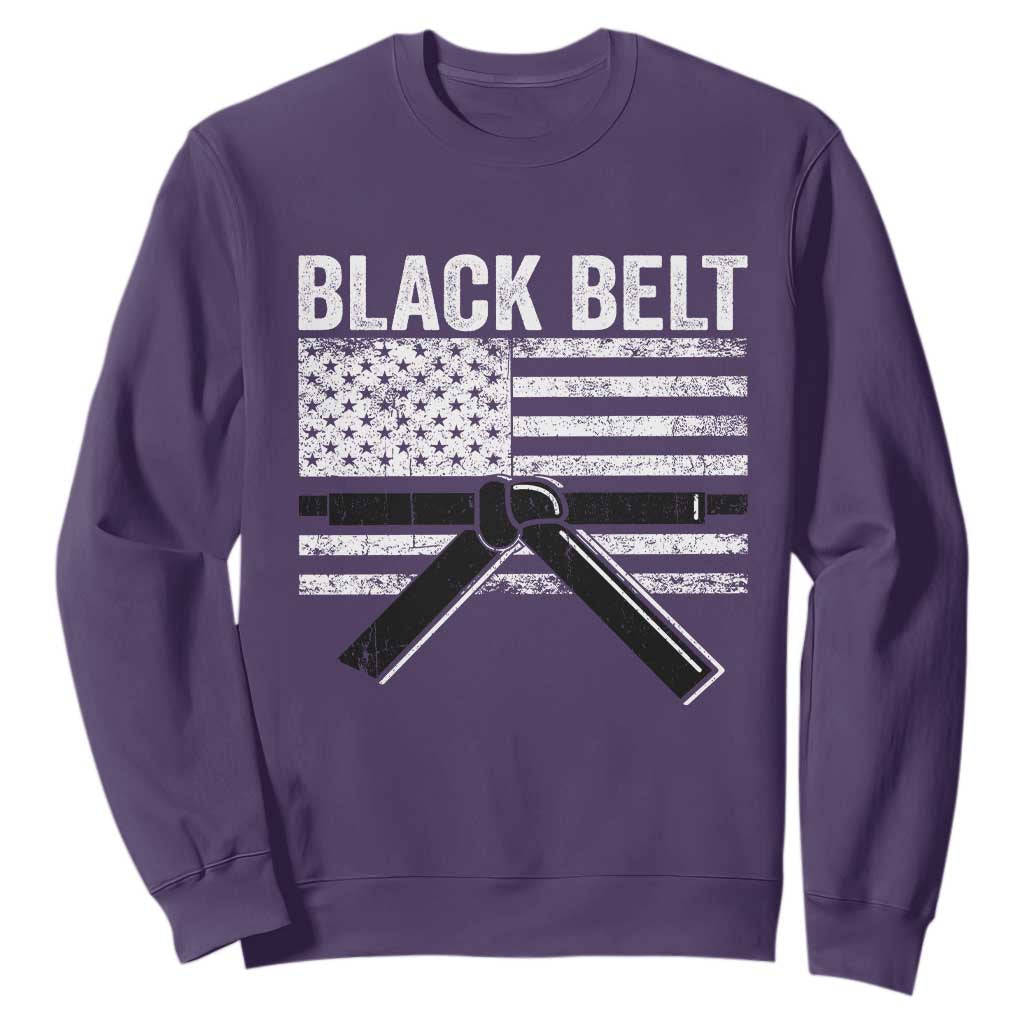 Martial Arts Karate Black Belt Sweatshirt Retro Vintage American Flag TS10 Purple Print Your Wear