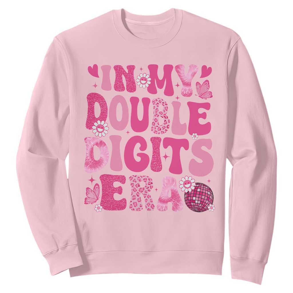10 Years Old Birthday Girl Sweatshirt In My Double Digits Era TS10 Light Pink Print Your Wear
