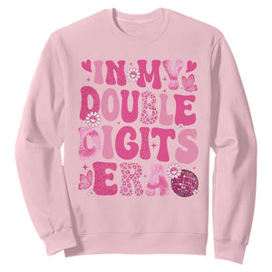 10 Years Old Birthday Girl Sweatshirt In My Double Digits Era TS10 Light Pink Print Your Wear