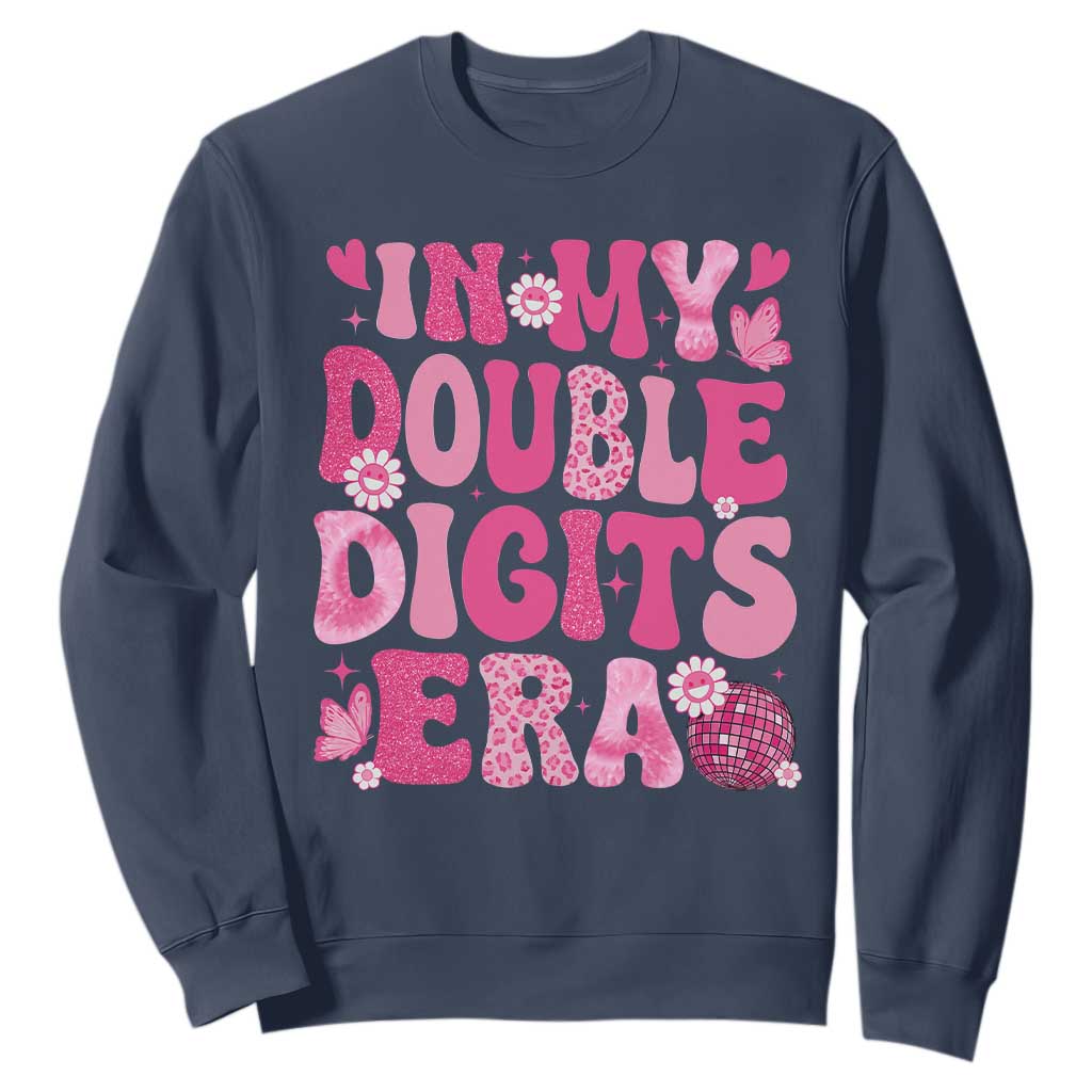 10 Years Old Birthday Girl Sweatshirt In My Double Digits Era TS10 Navy Print Your Wear