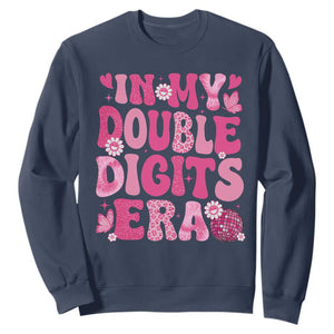 10 Years Old Birthday Girl Sweatshirt In My Double Digits Era TS10 Navy Print Your Wear