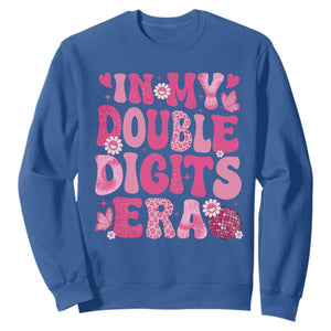 10 Years Old Birthday Girl Sweatshirt In My Double Digits Era TS10 Royal Blue Print Your Wear
