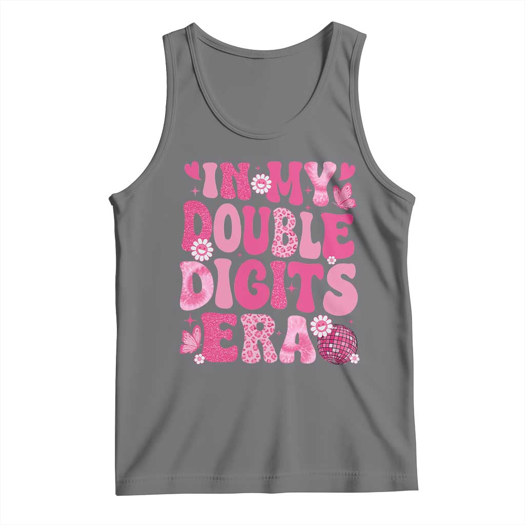 10 Years Old Birthday Girl Tank Top In My Double Digits Era TS10 Black Heather Print Your Wear