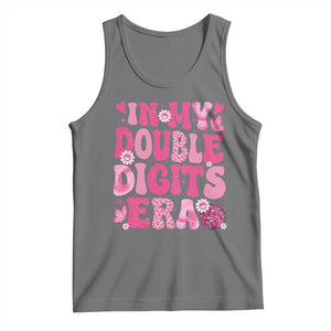 10 Years Old Birthday Girl Tank Top In My Double Digits Era TS10 Black Heather Print Your Wear