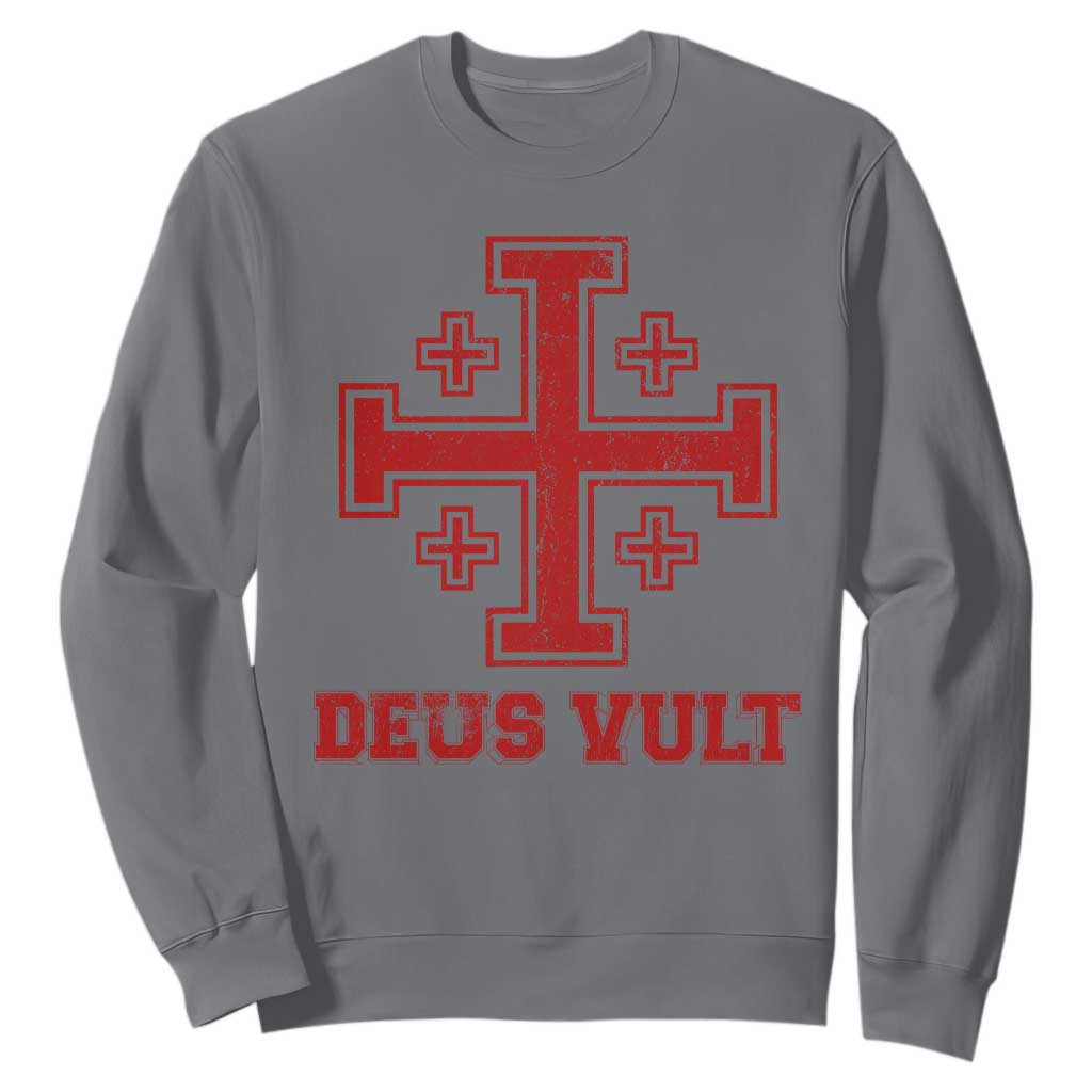 Catholic Knight Templar Crusader Cross Sweatshirt TS10 Charcoal Print Your Wear