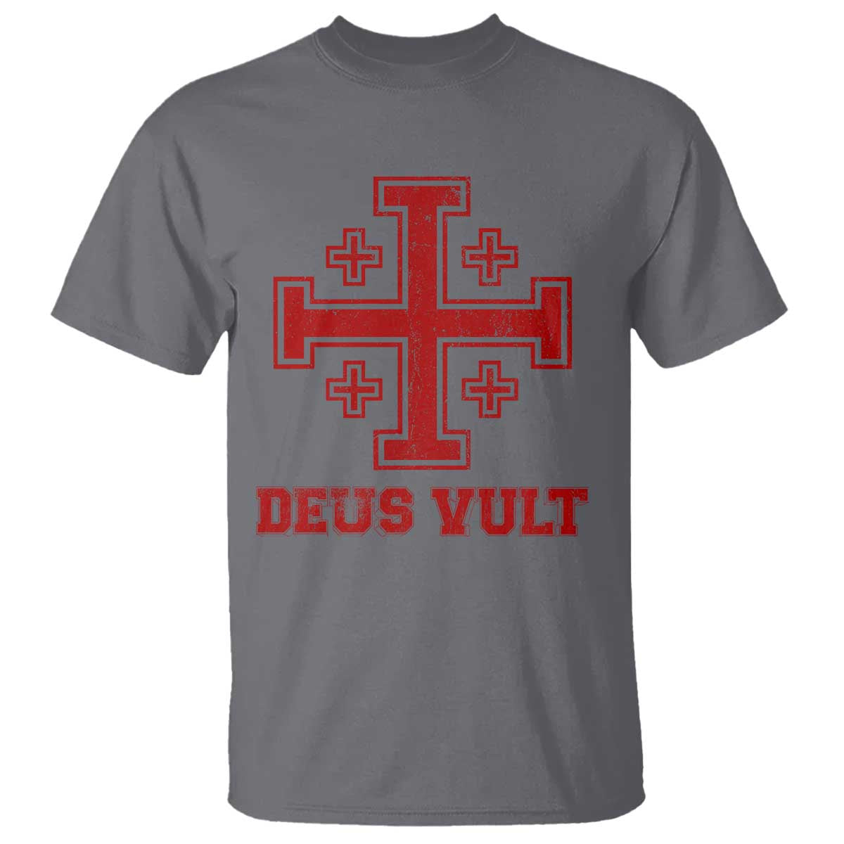 Catholic Knight Templar T Shirt - Crusader Cross Christian Faith Medieval Heritage Tee TS10 Charcoal Print Your Wear