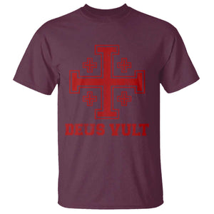 Catholic Knight Templar T Shirt - Crusader Cross Christian Faith Medieval Heritage Tee TS10 Maroon Print Your Wear