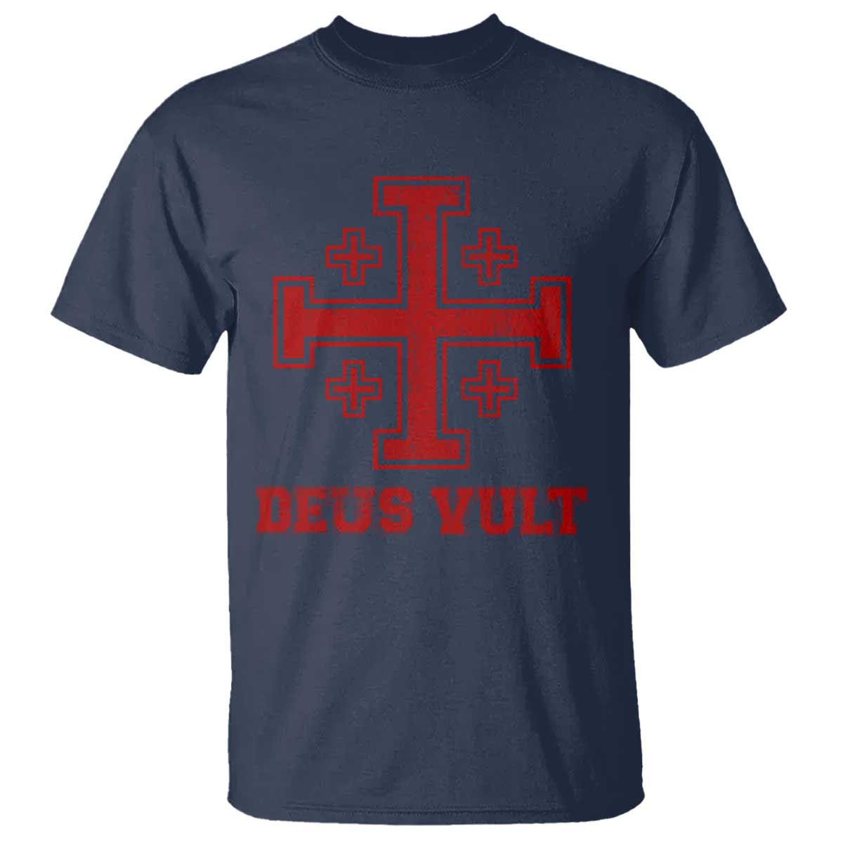 Catholic Knight Templar T Shirt - Crusader Cross Christian Faith Medieval Heritage Tee TS10 Navy Print Your Wear