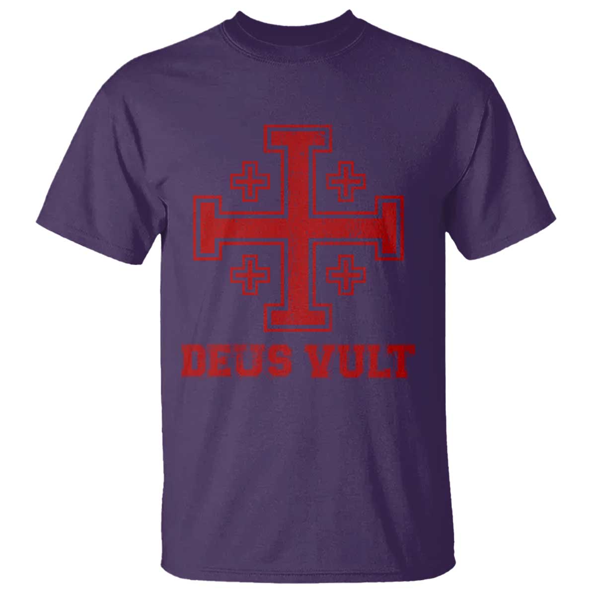 Catholic Knight Templar T Shirt - Crusader Cross Christian Faith Medieval Heritage Tee TS10 Purple Print Your Wear