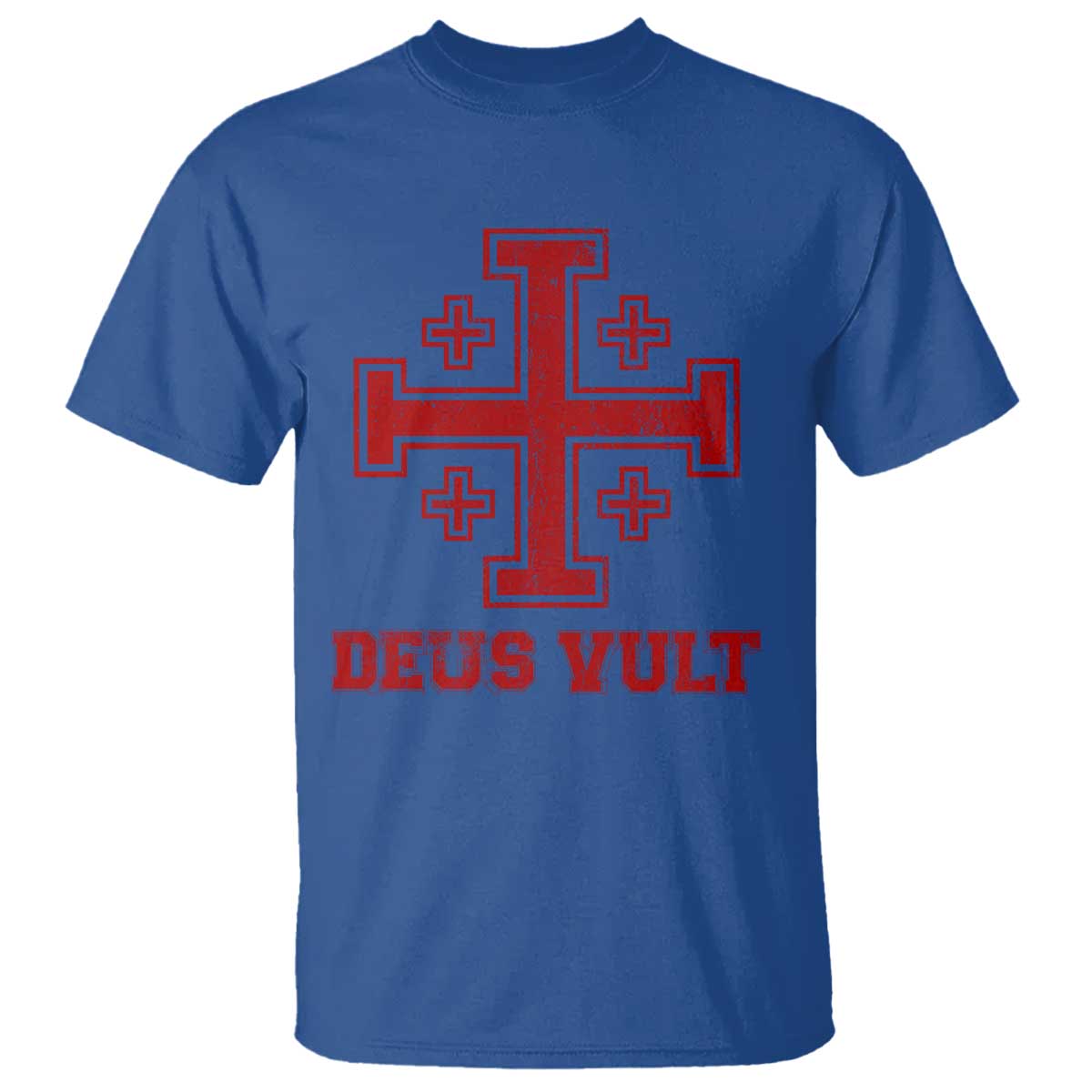 Catholic Knight Templar T Shirt - Crusader Cross Christian Faith Medieval Heritage Tee TS10 Royal Blue Print Your Wear