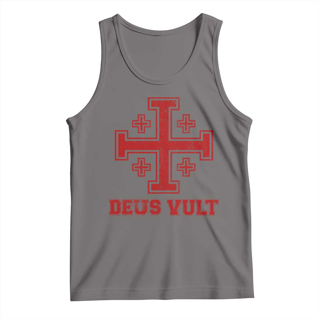 Catholic Knight Templar Crusader Cross Tank Top TS10 Deep Heather Print Your Wear