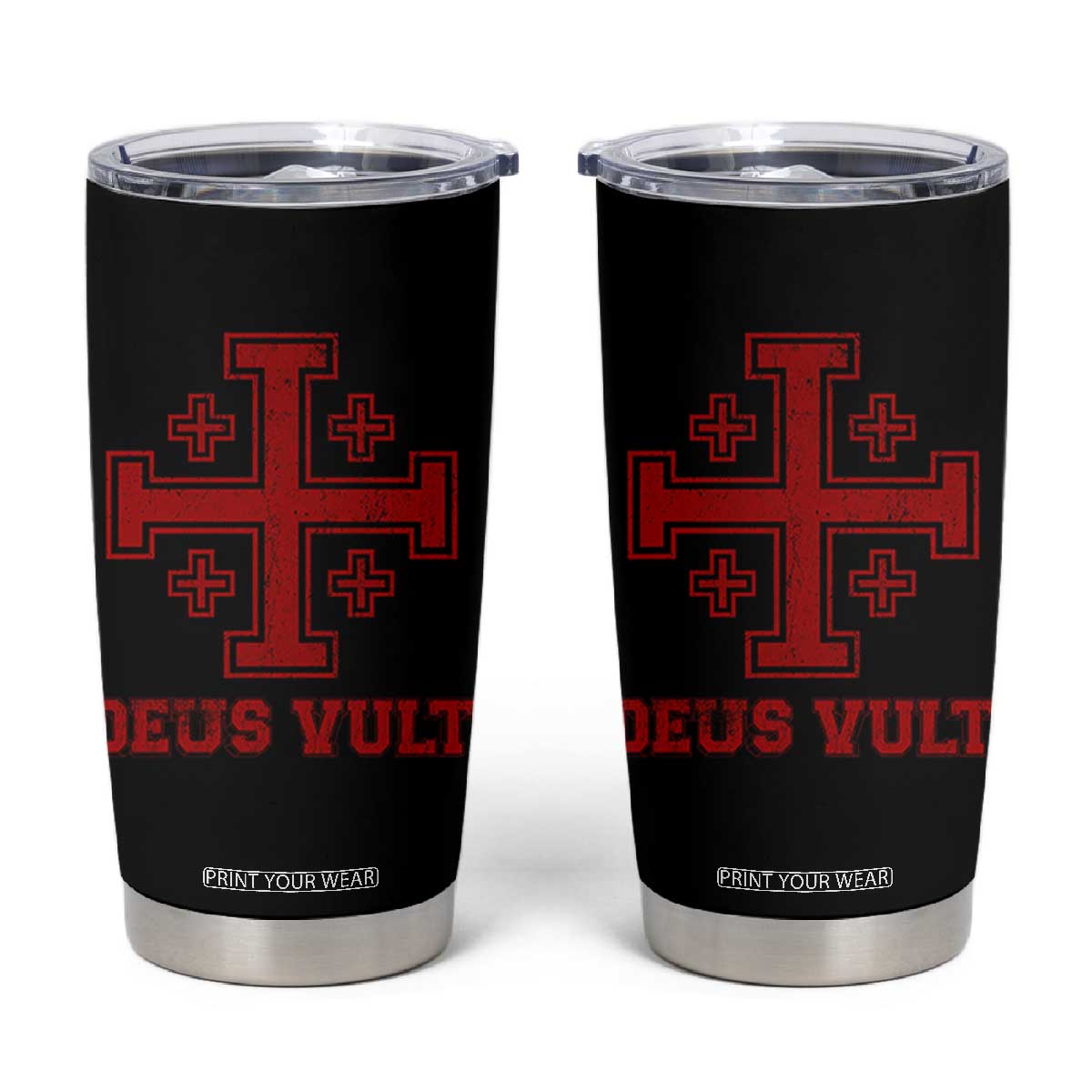 Catholic Knight Templar Crusader Cross Tumbler Cup TS10 Black Print Your Wear
