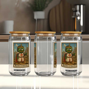 Funny Knight Meme Glass Can Vintage Pepe Frog Templar Crusader Fren Soldier TS10 Print Your Wear