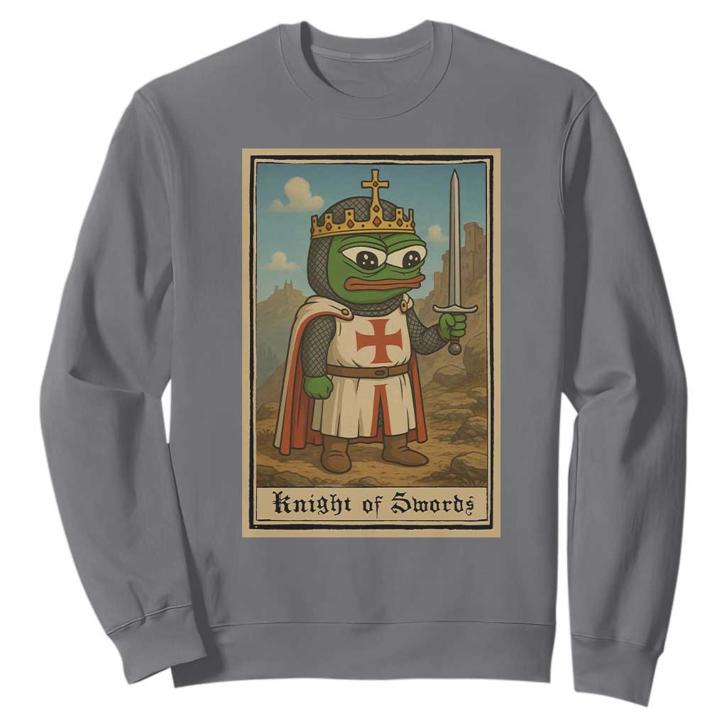 Funny Knight Meme Sweatshirt Vintage Pepe Frog Templar Crusader Fren Soldier TS10 Charcoal Print Your Wear