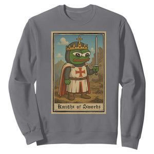 Funny Knight Meme Sweatshirt Vintage Pepe Frog Templar Crusader Fren Soldier TS10 Charcoal Print Your Wear