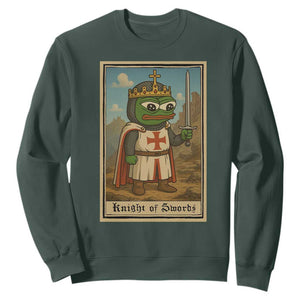Funny Knight Meme Sweatshirt Vintage Pepe Frog Templar Crusader Fren Soldier TS10 Dark Forest Green Print Your Wear