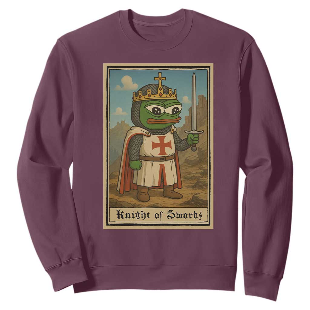 Funny Knight Meme Sweatshirt Vintage Pepe Frog Templar Crusader Fren Soldier TS10 Maroon Print Your Wear