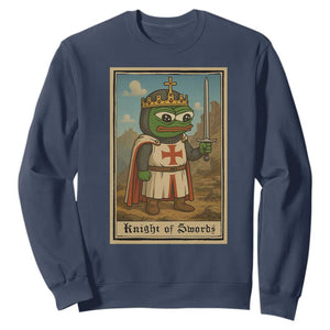 Funny Knight Meme Sweatshirt Vintage Pepe Frog Templar Crusader Fren Soldier TS10 Navy Print Your Wear
