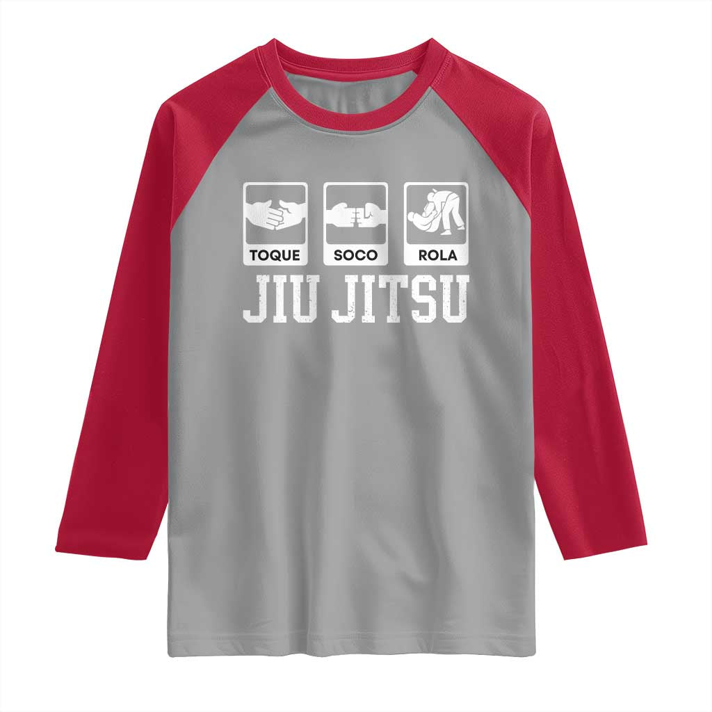 Funny BJJ Raglan Shirt Toque Soco Rola Brazilian Jiu Jitsu TS10 Sport Gray Red Print Your Wear