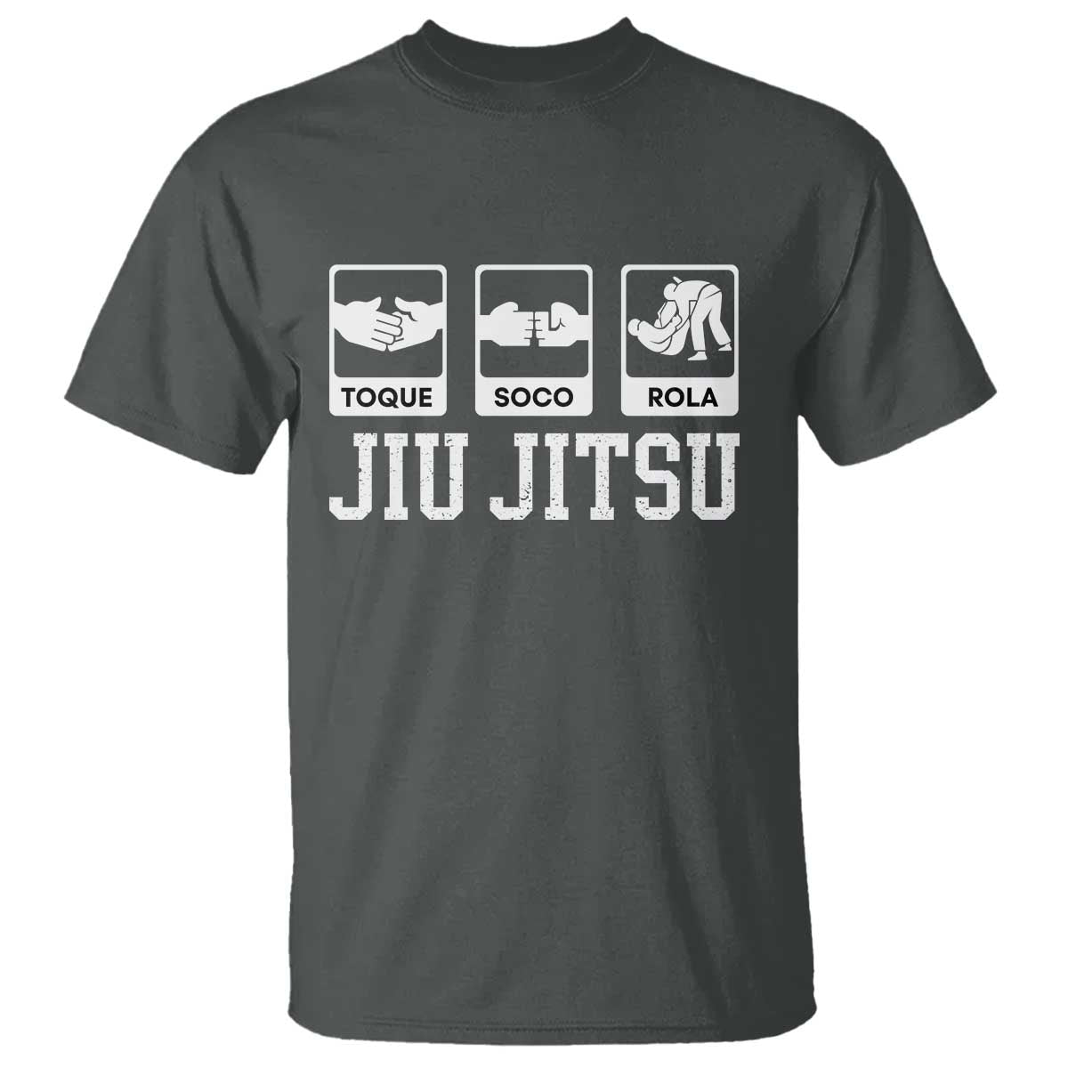 Funny BJJ T Shirt Toque Soco Rola Brazilian Jiu Jitsu TS10 Dark Heather Print Your Wear