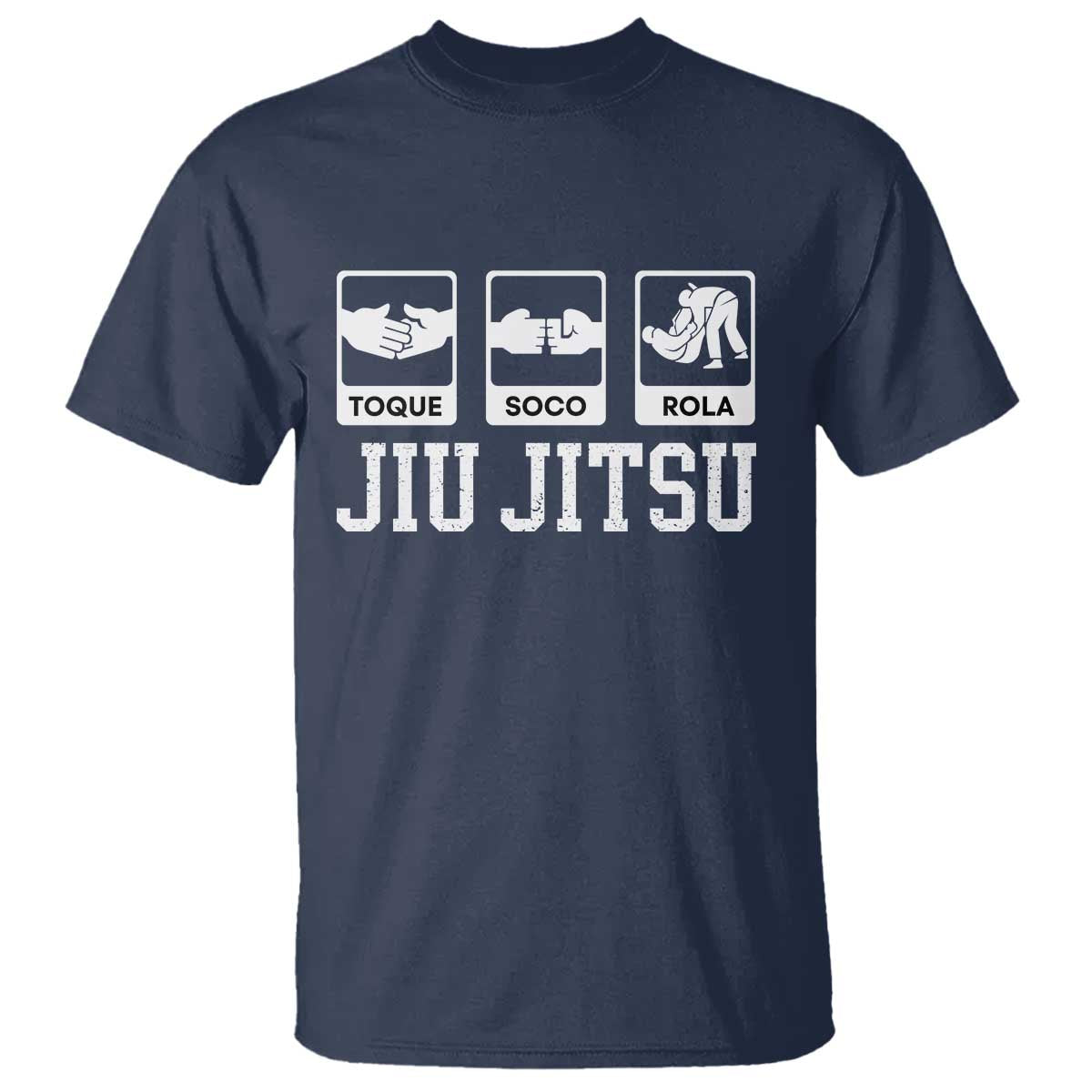 Funny BJJ T Shirt Toque Soco Rola Brazilian Jiu Jitsu TS10 Navy Print Your Wear