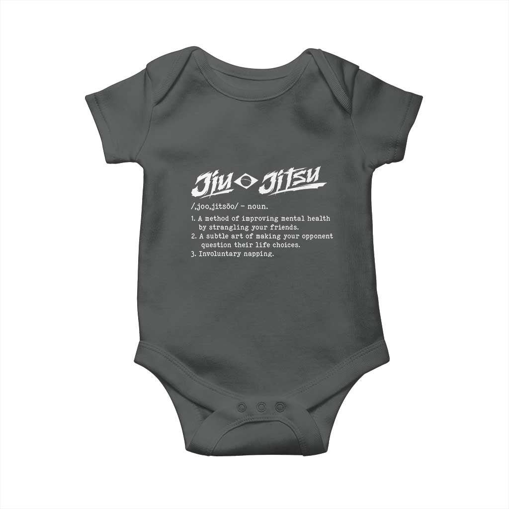 Funny Brazilian Jiu Jitsu Baby Onesie Jiujitsu Definition BJJ TS10 Dark Heather Print Your Wear