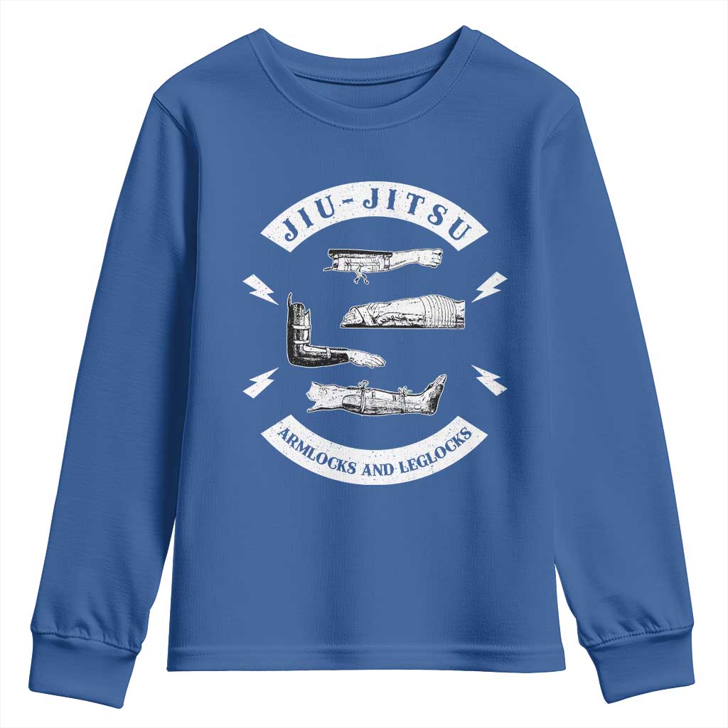 Vintage Jiu Jitsu Youth Sweatshirt Armlocks and Leglocks BJJ Grappling Fans TS10 Royal Blue Print Your Wear