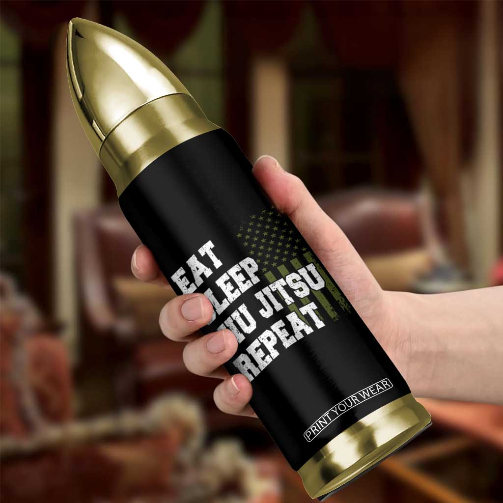 Eat Sleep Jiu Jitsu Repeat Bullet Tumbler Cool JiuJitsu BJJ American Flag TS10 Print Your Wear
