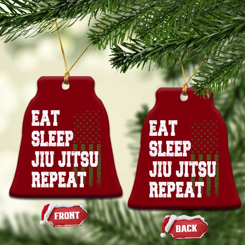 Eat Sleep Jiu Jitsu Repeat Ceramic Ornament Cool JiuJitsu BJJ American Flag TS10 Print Your Wear