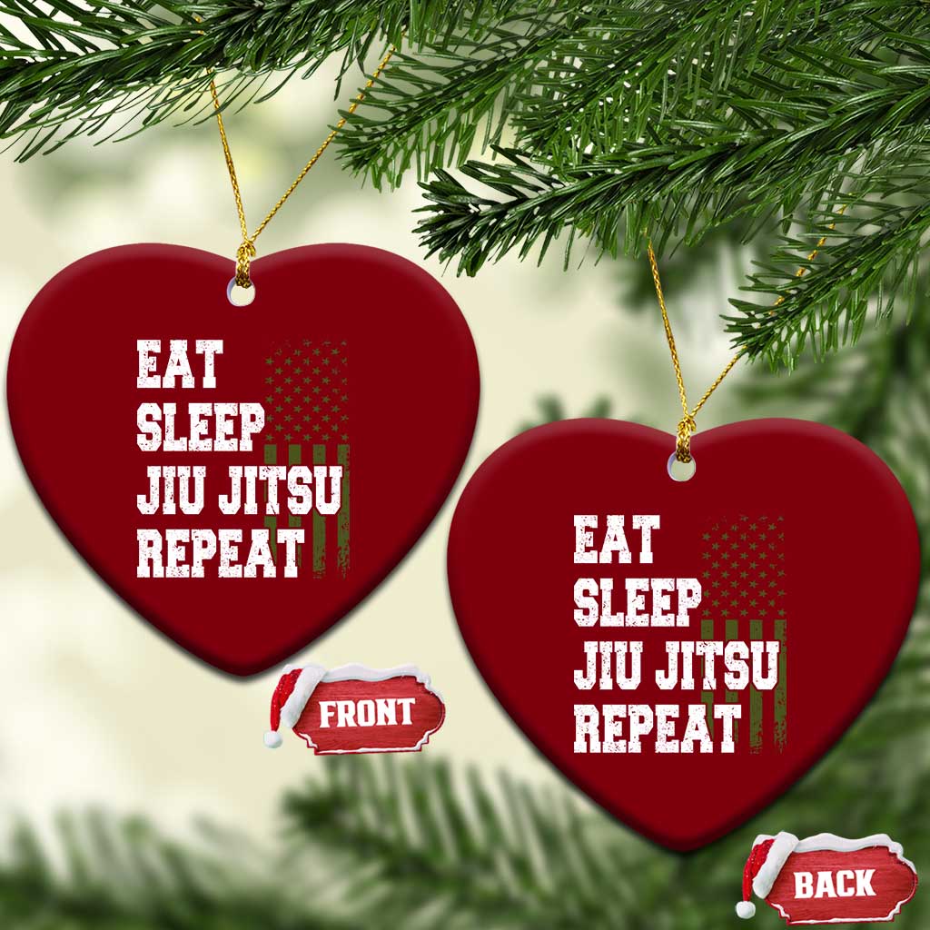 Eat Sleep Jiu Jitsu Repeat Ceramic Ornament Cool JiuJitsu BJJ American Flag TS10 Print Your Wear