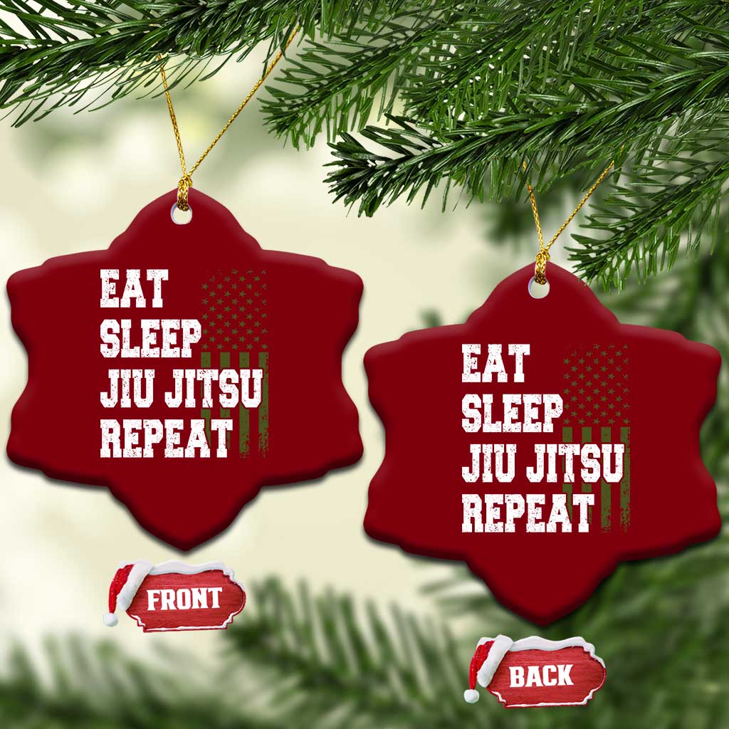 Eat Sleep Jiu Jitsu Repeat Ceramic Ornament Cool JiuJitsu BJJ American Flag TS10 Print Your Wear