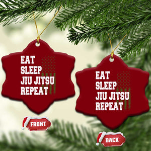 Eat Sleep Jiu Jitsu Repeat Ceramic Ornament Cool JiuJitsu BJJ American Flag TS10 Print Your Wear