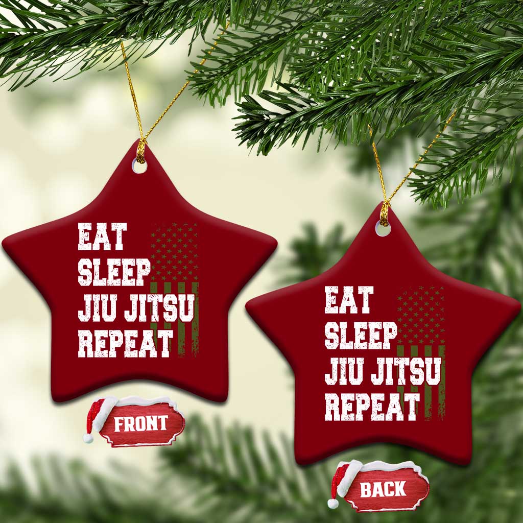 Eat Sleep Jiu Jitsu Repeat Ceramic Ornament Cool JiuJitsu BJJ American Flag TS10 Print Your Wear