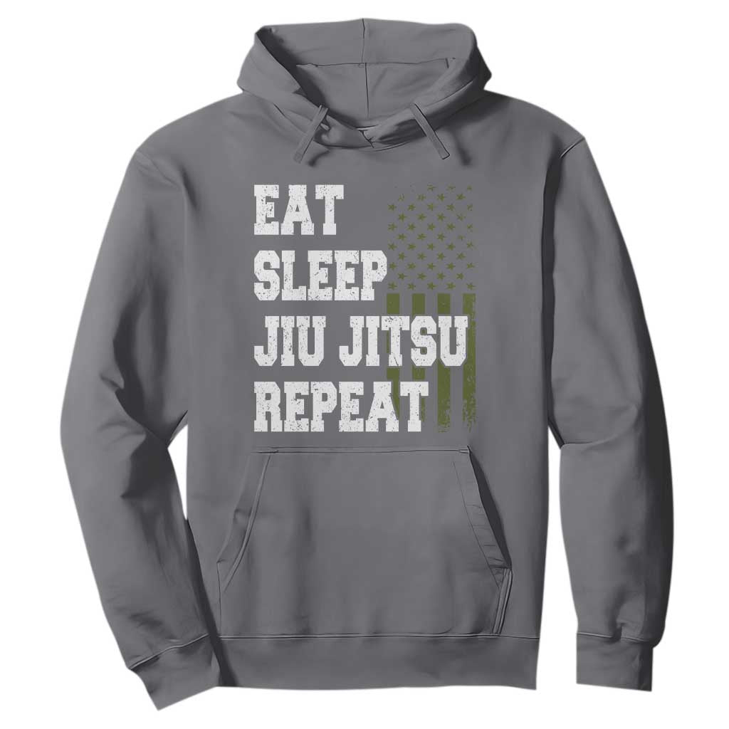 Eat Sleep Jiu Jitsu Repeat Hoodie Cool JiuJitsu BJJ American Flag TS10 Charcoal Print Your Wear
