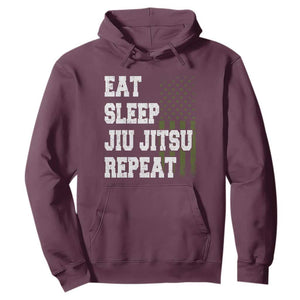 Eat Sleep Jiu Jitsu Repeat Hoodie Cool JiuJitsu BJJ American Flag TS10 Maroon Print Your Wear