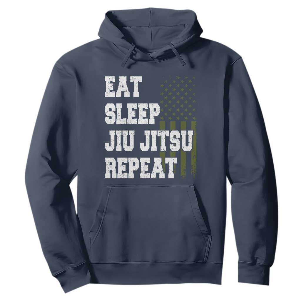 Eat Sleep Jiu Jitsu Repeat Hoodie Cool JiuJitsu BJJ American Flag TS10 Navy Print Your Wear