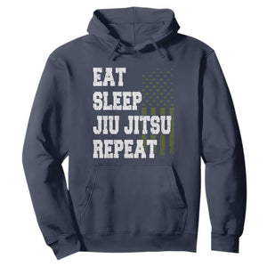 Eat Sleep Jiu Jitsu Repeat Hoodie Cool JiuJitsu BJJ American Flag TS10 Navy Print Your Wear