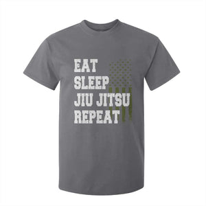 Eat Sleep Jiu Jitsu Repeat T Shirt For Kid Cool JiuJitsu BJJ American Flag TS10 Charcoal Print Your Wear