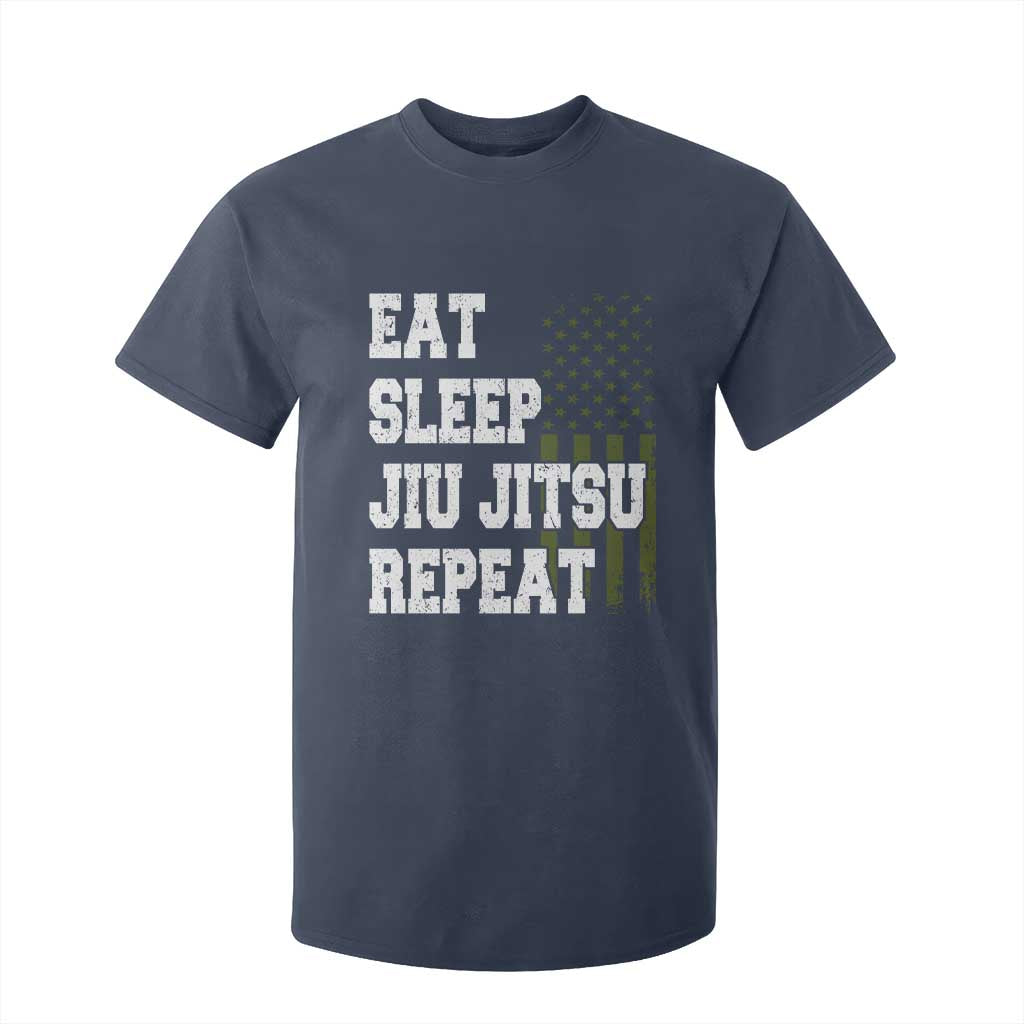 Eat Sleep Jiu Jitsu Repeat T Shirt For Kid Cool JiuJitsu BJJ American Flag TS10 Navy Print Your Wear